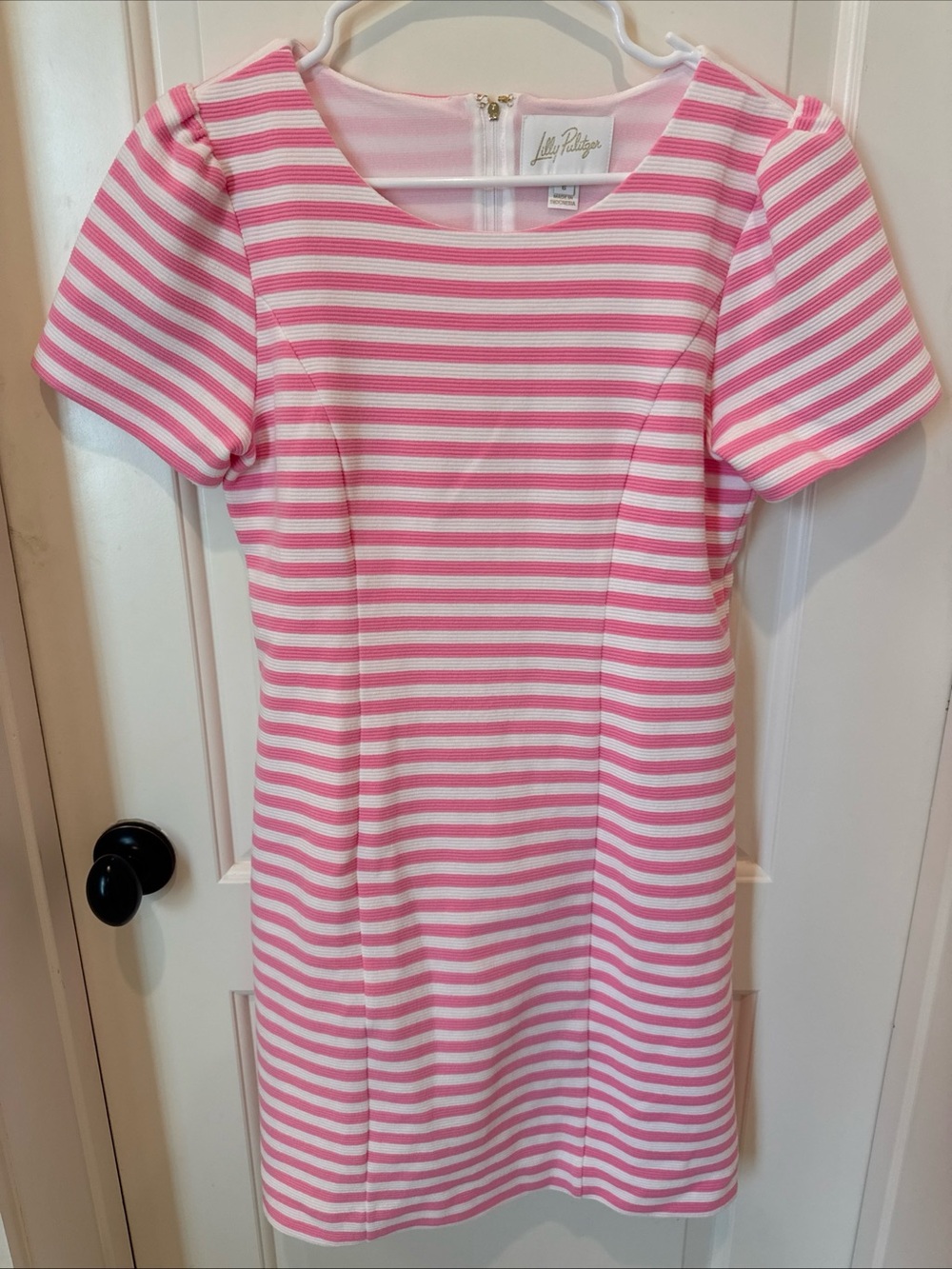 Lilly Pulitzer Women’s Size 6 Pink White Striped Short Sleeve Shift Dress